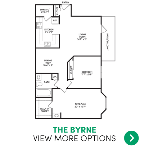 2 bedroom apartment floor plans in East Lansing, MI near Michigan State University | Arbor Glen